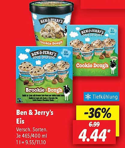 Ben & Jerry's Eis, verschiedene Sorten