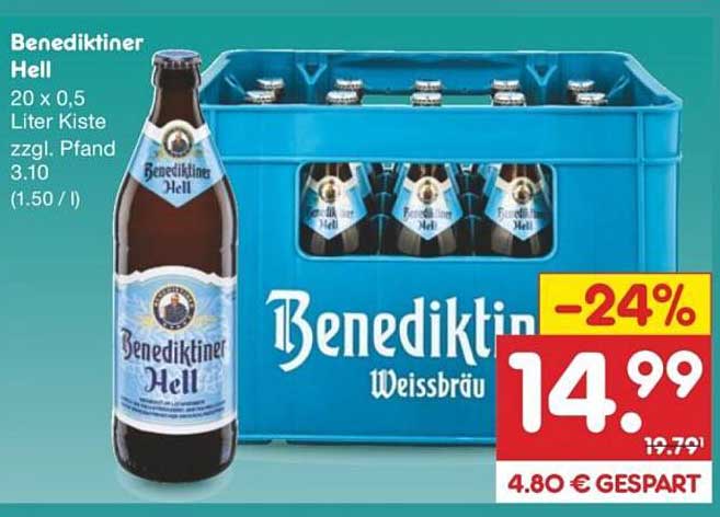 Benediktiner Hell 20 x 0,5 Liter Kiste