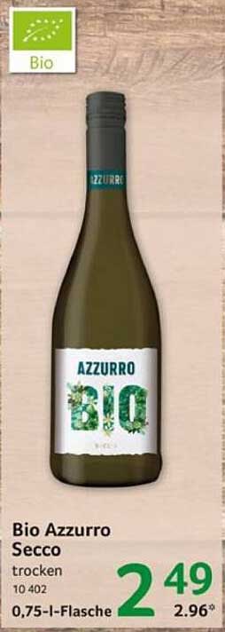 Bio Azzurro Secco trocken 0,75 l