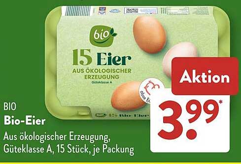 BIO Bio-Eier – Aus ökologischem Erzeugung, Güteklasse A, 15 Stück