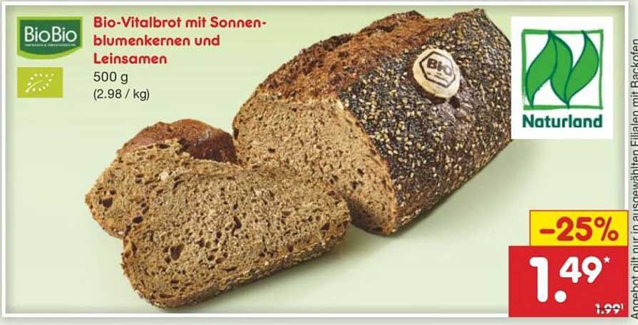 Bio-Vitalbrot mit Sonnenblumenkernen und Leinsamen 500 g