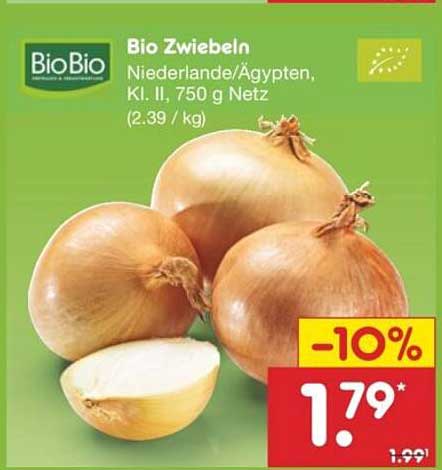 Bio Zwiebeln - 750 g Netz, 10% günstiger