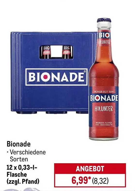 Bionade – Verschiedene Sorten 12 x 0,33-l-Flasche (zzgl. Pfand)