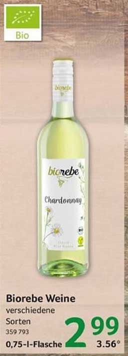 Biorebe Weine verschiedene Sorten