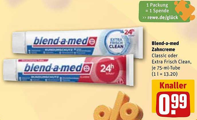 Blend-a-med Zahnpasta Classic oder Extra Frisch Clean, je 75-ml-Tube