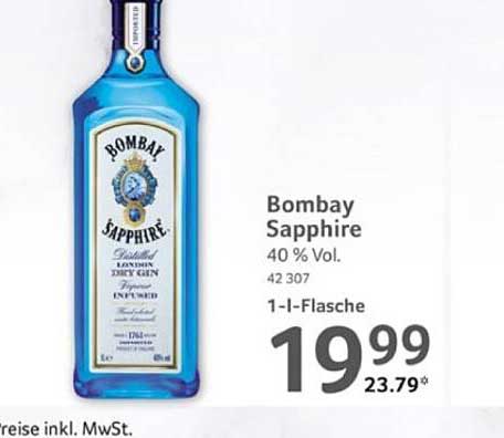 Bombay Sapphire Gin 1-Liter-Flasche