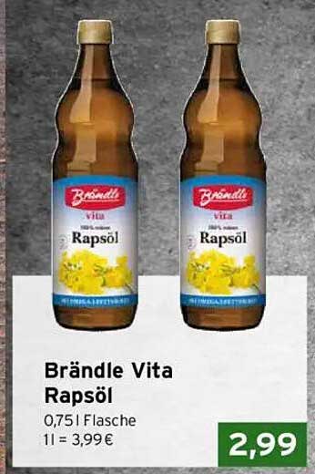 Brändle Vita Rapsöl 0,75 l Flasche