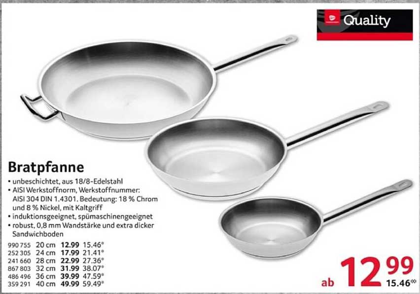 Bratpfanne aus 18/8 Edelstahl