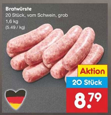 Bratwürste 20 Stück, vom Schwein, grob