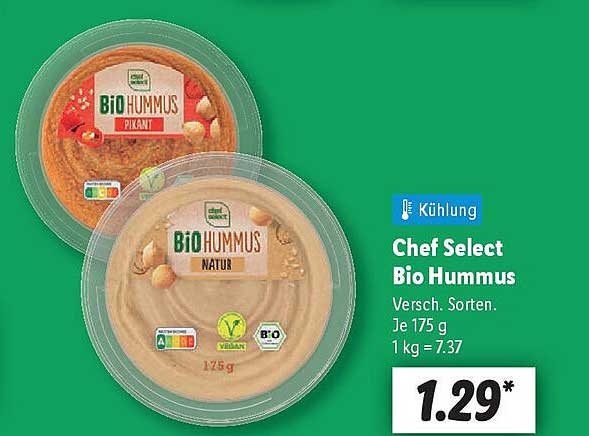 Chef Select Bio Hummus - Verschiedene Sorten (175 g)
