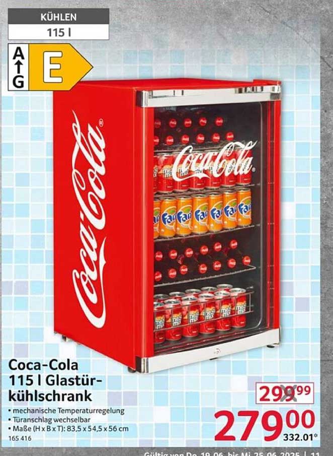 Coca-Cola 115 l Glastürkühlschrank
