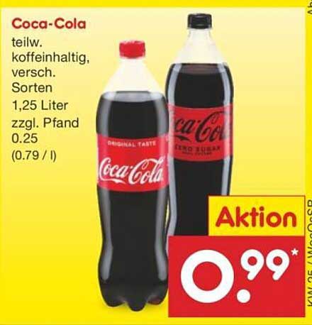 Coca-Cola 1,25 Liter - Teilweise koffeinhaltig, verschiedene Sorten