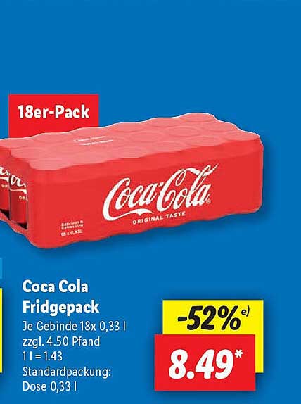 Coca Cola Fridgepack 18er-Pack