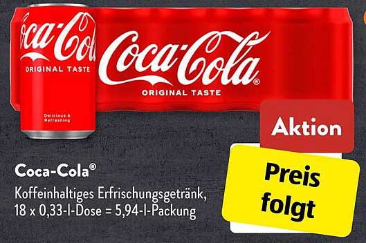 Coca-Cola® Koffeinhaltiges Erfrischungsgetränk, 18 x 0,33 l-Dose