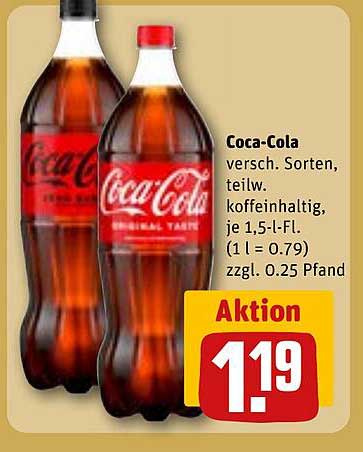 Coca-Cola verschiedene Sorten, 1,5 l für nur 1,19 €