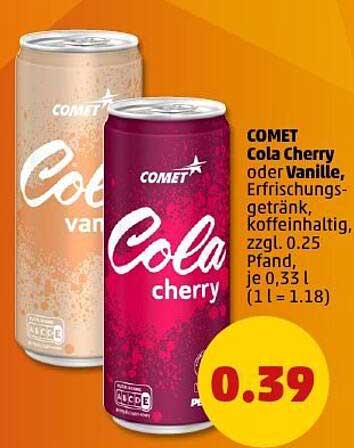 COMET Cola Cherry oder Vanille, Erfrischungsgetränk