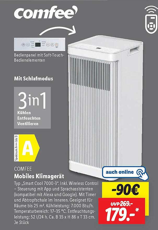 COMFEE Mobiles Klimagerät mit Smart Cool 7000-3