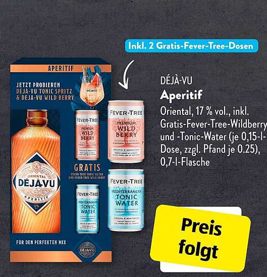 DEJÀ-VU Aperitif mit Gratis Fever-Tree-Dosen