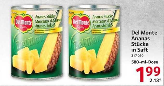 Del Monte Ananas Stücke in Saft 580-ml-Dose