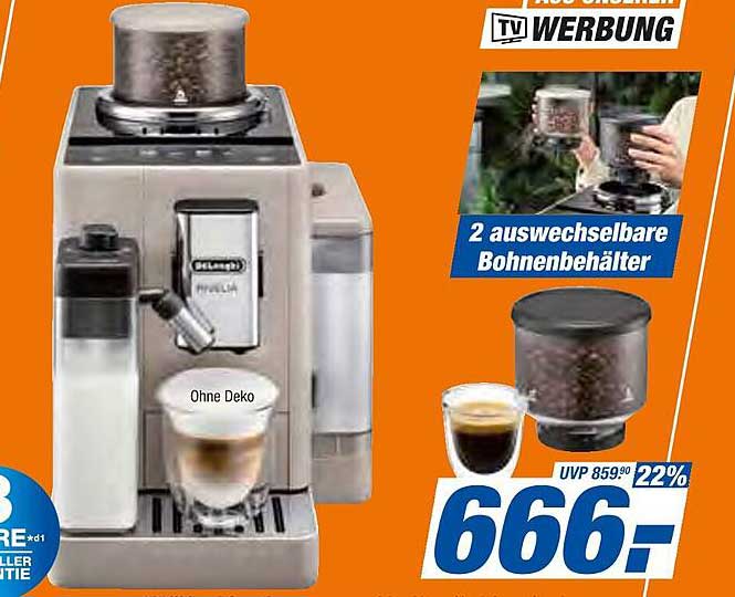 Delonghi Kaffeemaschine mit 2 wechselbaren Bohnenbehältern