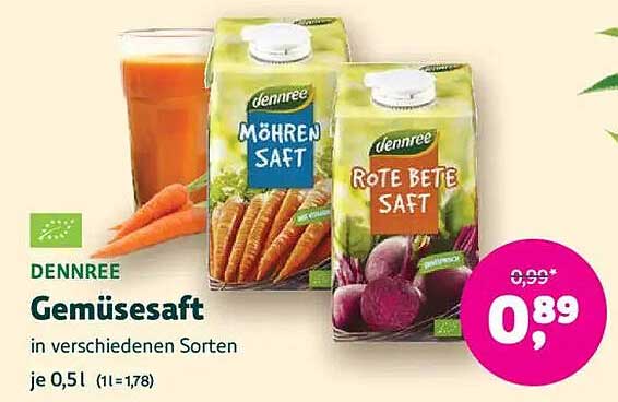 dennree Gemüse-Saft in verschiedenen Sorten
