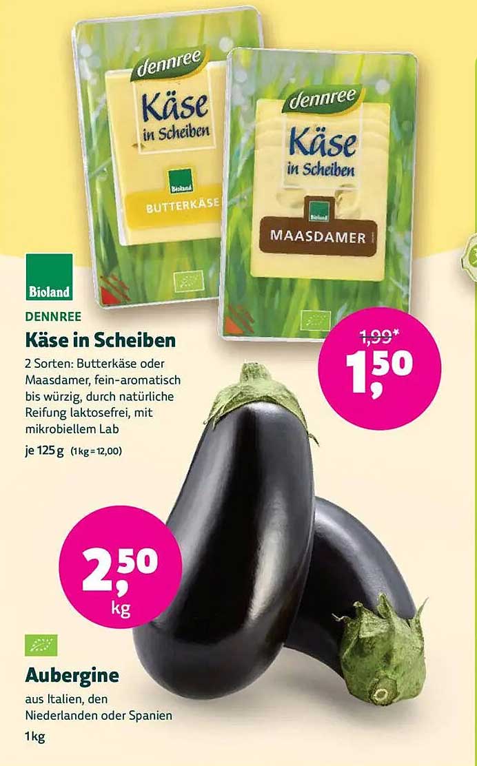 dennree Käse in Scheiben - Butterkäse oder Maasdammer