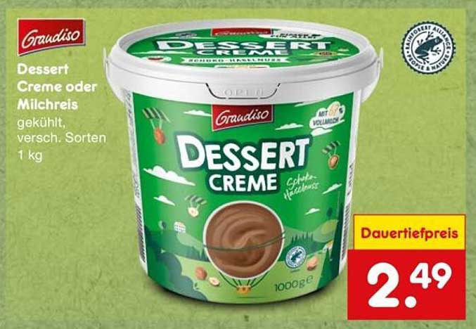 Dessert Creme oder Milchreis, gekühlt, verschiedene Sorten, 1 kg