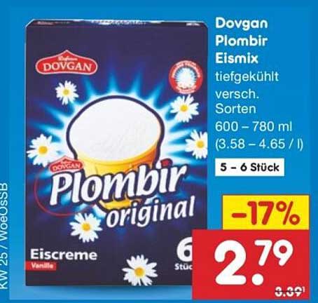 Dovgan Plombir Eismix 600-780 ml, 5-6 Stück, verschiedene Sorten