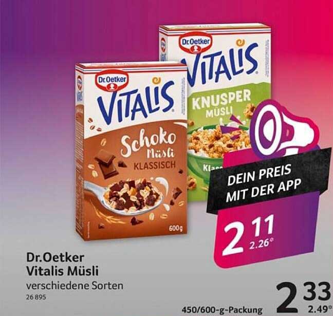 Dr.Oetker Vitalis Müsli verschiedene Sorten