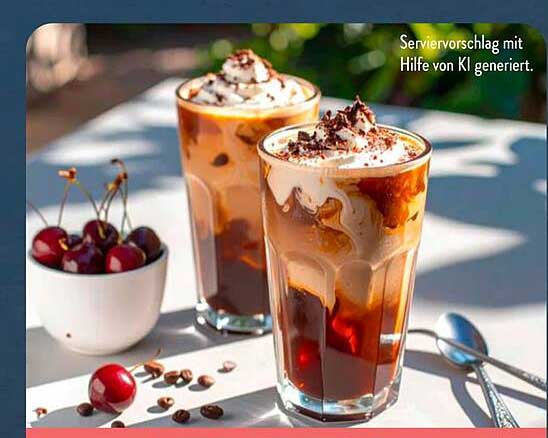 Eisgekühlter Kaffee mit Sahne und Schokolade