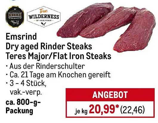 Emsrind Dry Aged Rinder Steaks Teres Major/ Flat Iron Steaks