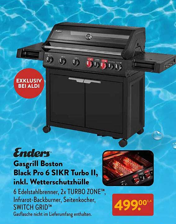 Enders Gasgrill Boston Black Pro 6 SIKR Turbo II, inkl. Wetterschutzhülle
