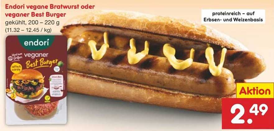 Endori vegane Bratwurst oder veganes Best Burger