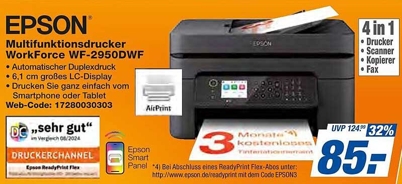 EPSON Multifunktionsdrucker WorkForce WF-2950DWF