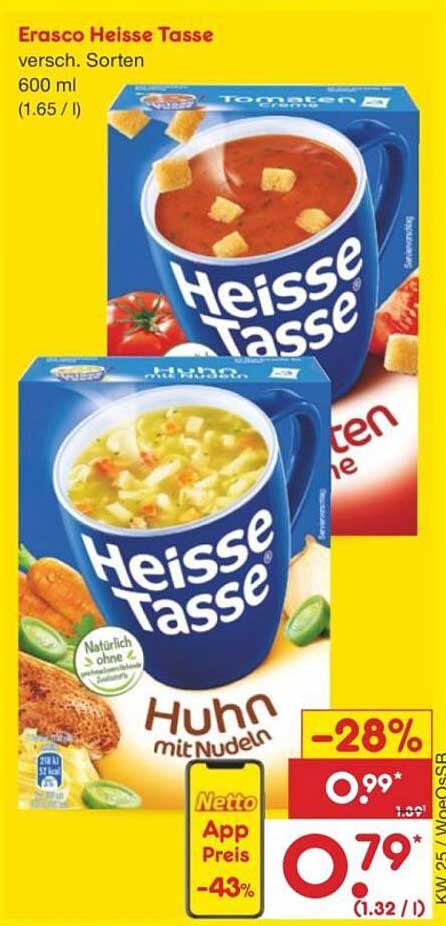 Erasco Heisse Tasse, verschiedenen Sorten, 600 ml