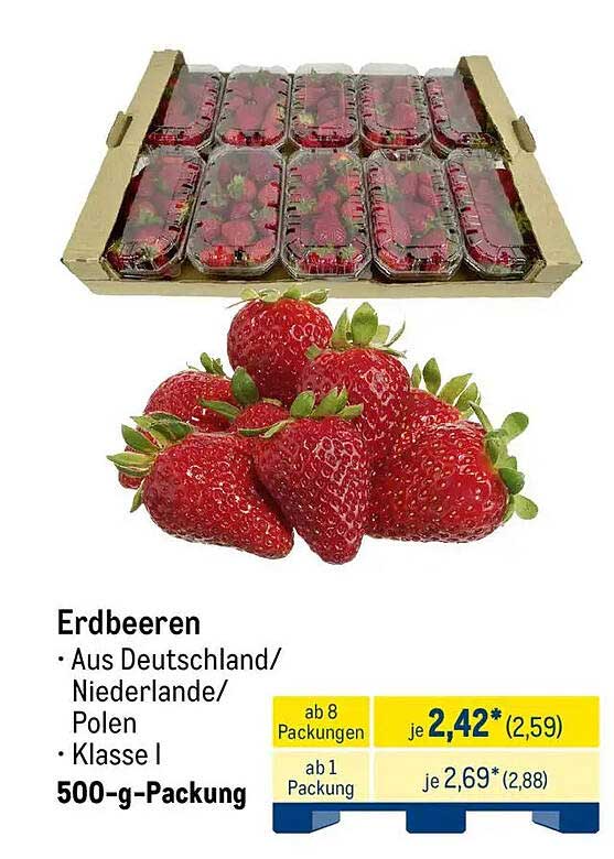 Erdbeeren 500-g-Packung - aus Deutschland/Niederlande/Polen