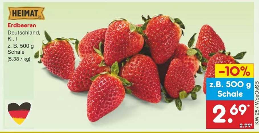 Erdbeeren, Deutschland, Kl. I, z. B. 500 g Schale