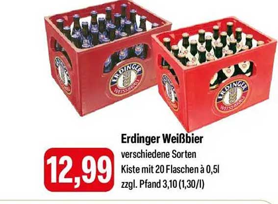 Erdinger Weißbier - Kiste mit 20 Flaschen à 0,5l