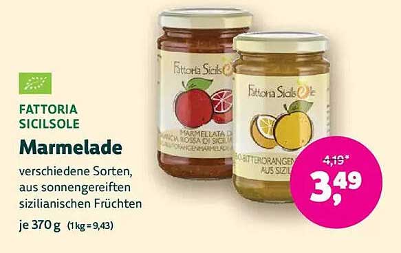 FATTORIA SICILSOLE Marmelade - verschiedene Sorten, aus sonnengereiften sizilianischen Früchten