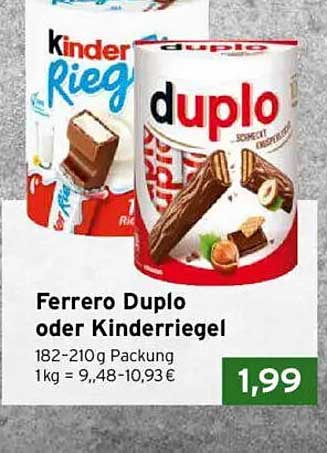 Ferrero Duplo oder Kinderriegel - 182-210g Packung