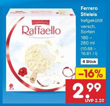 Ferrero Stieleis Raffaello, 4 Stück