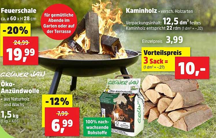 Feuersäule und Kaminholz Angebot bei Thomas Philipps