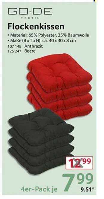 Flockenkissen - 4er-Pack für nur 7,99 €