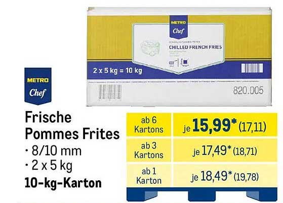 Frische Pommes Frites 10-kg-Karton von METRO Chef