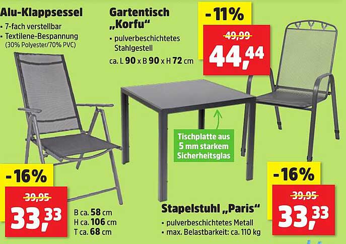 Gartentisch "Korfu" - pulverbeschichtetes Stahlgestell