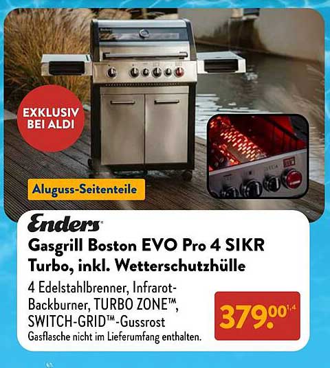 Gasgrill Boston EVO Pro 4 SIKR Turbo, inkl. Wetterschutzhülle