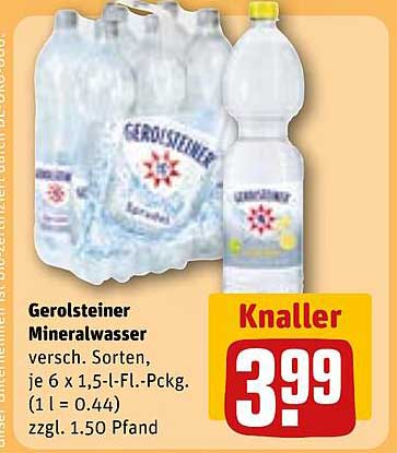 Gerolsteiner Mineralwasser, 6 x 1,5 l-Flaschen