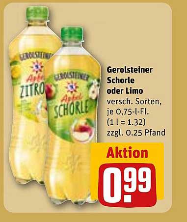Gerolsteiner Schorle oder Limo, 0,75 l Flasche