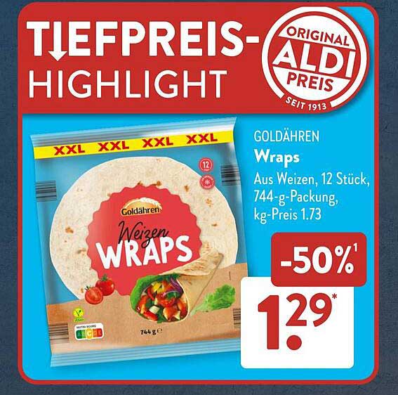 Goldähren Weizen Wraps, 12 Stück, 744 g