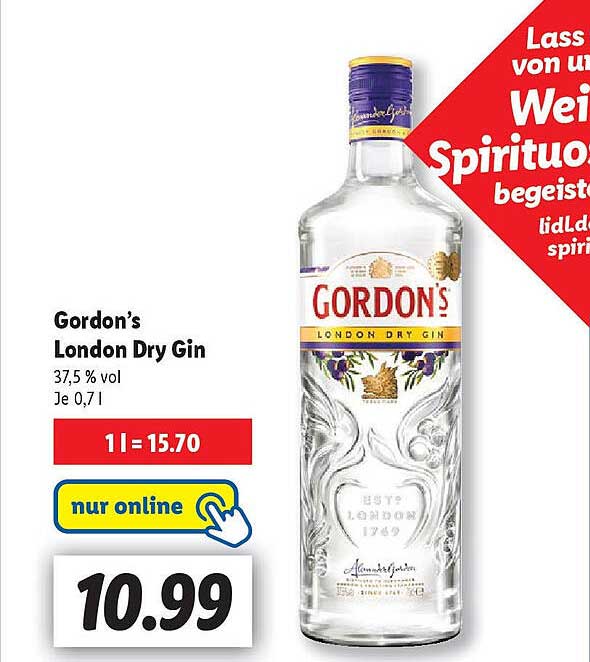 Gordon's London Dry Gin 37,5 % vol 0,7 l